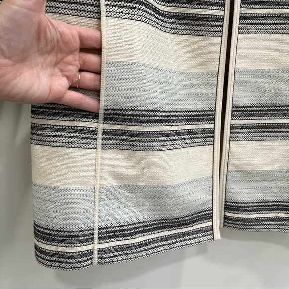 Lafayette 148 Pria Cream Metallic Tweed Open Front Jacket Blazer Raffia Size 6 - Picture 6 of 8